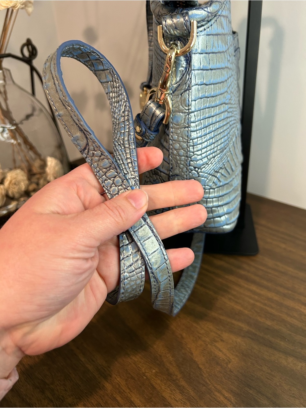Brahmin Elaine Serenity Blue Ombre Melbourne Satchel Crossbody Retired - Picture 10 of 13